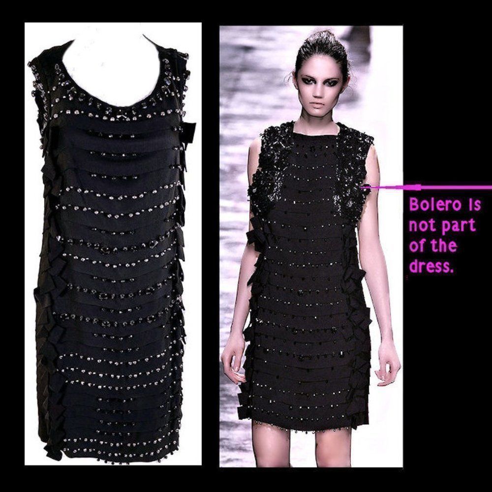 Vintage LANVIN 2008 Runway Black Embellished Black Tie Party Dress - Picture 11 of 11